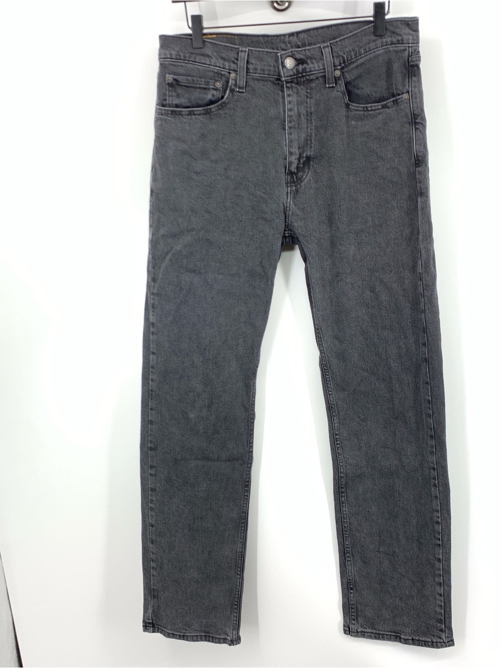 Levis Men Size 33 x 30 Jeans 505 Regular Fit Straight Black Wash Pants Stretch